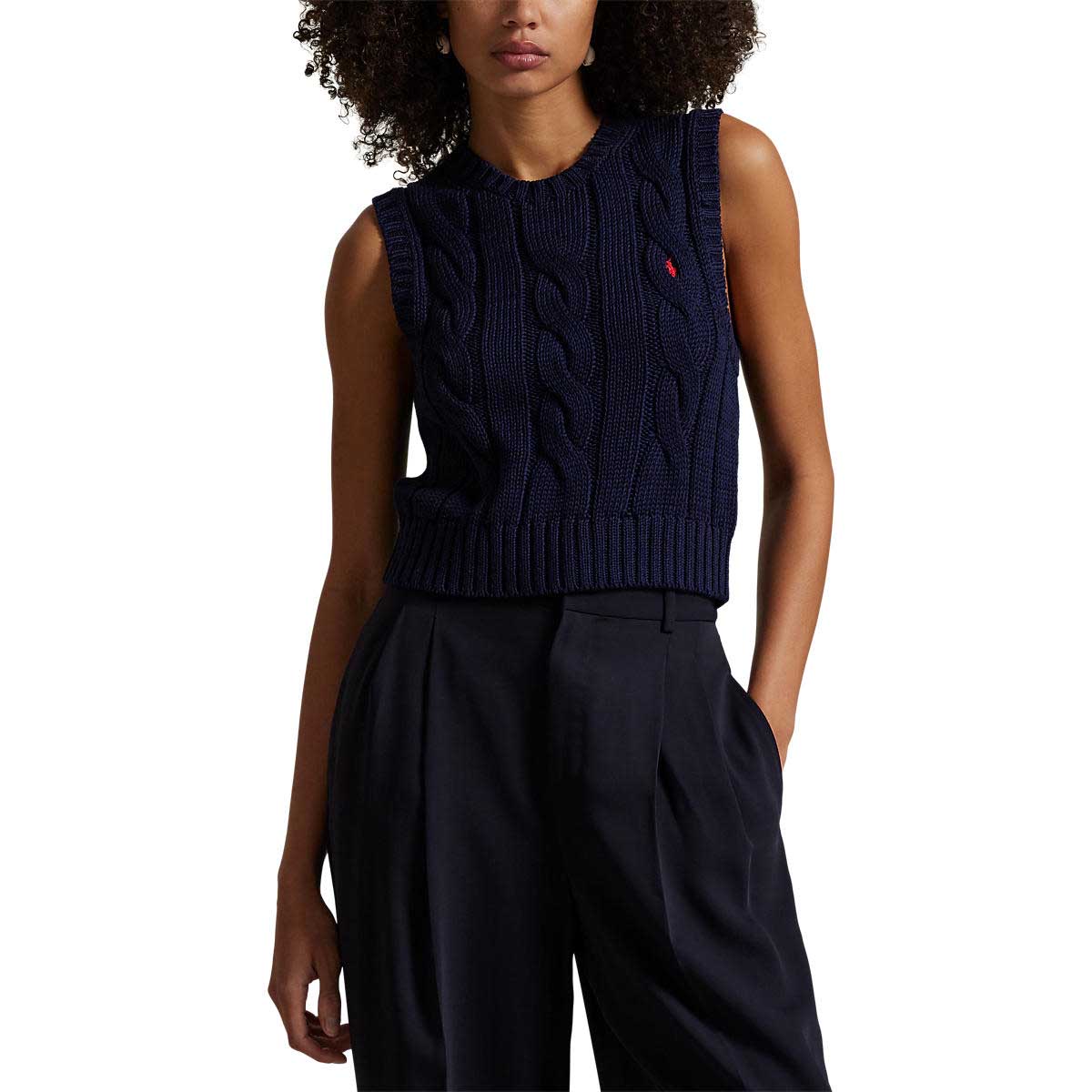 Polo Ralph Lauren Cable Knit Cotton Cropped Vest